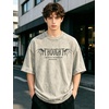image:imageDynict Unisex Y2k TShirt Rose Letter Print Oversized Graphic Tees Short Sleeve Gothic TShirts Grunge ClothesBeige