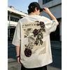 image:imageDynict Unisex Y2k TShirt Rose Letter Print Oversized Graphic Tees Short Sleeve Gothic TShirts Grunge ClothesBeige