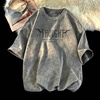 image:imageDynict Unisex Y2k TShirt Rose Letter Print Oversized Graphic Tees Short Sleeve Gothic TShirts Grunge ClothesGrey1
