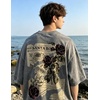 image:imageDynict Unisex Y2k TShirt Rose Letter Print Oversized Graphic Tees Short Sleeve Gothic TShirts Grunge ClothesGrey1