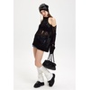 image:imageDynict Womens Hollow Out Long Sleeve Sweater Crochet Knit Distressed Sweater Ripped Sweater Fishnet ShirtBlack