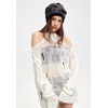 image:imageDynict Womens Hollow Out Long Sleeve Sweater Crochet Knit Distressed Sweater Ripped Sweater Fishnet ShirtWhite