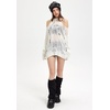 image:imageDynict Womens Hollow Out Long Sleeve Sweater Crochet Knit Distressed Sweater Ripped Sweater Fishnet ShirtWhite