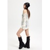 image:imageDynict Womens Hollow Out Long Sleeve Sweater Crochet Knit Distressed Sweater Ripped Sweater Fishnet ShirtWhite
