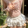 image:imageDynict Womens Kawaii Lolita Skirt Ruffle Patchwork High Waist Cute Mini Skirt Y2K Harajuku Japanese Bow SkirtWhite