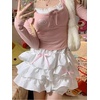 image:imageDynict Womens Kawaii Lolita Skirt Ruffle Patchwork High Waist Cute Mini Skirt Y2K Harajuku Japanese Bow SkirtWhite