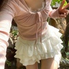 image:imageDynict Womens Kawaii Lolita Skirt Ruffle Patchwork High Waist Cute Mini Skirt Y2K Harajuku Japanese Bow SkirtWhite