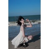 image:imageDynict Womens White Lace Ruffle Dress Y2K Chic Slip Sundress Cute Casual Kawaii Pleated Solid Mini DressWhite