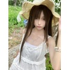 image:imageDynict Womens White Lace Ruffle Dress Y2K Chic Slip Sundress Cute Casual Kawaii Pleated Solid Mini DressWhite