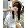 image:imageDynict Womens White Lace Ruffle Dress Y2K Chic Slip Sundress Cute Casual Kawaii Pleated Solid Mini DressWhite