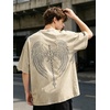 image:imageMens Y2K Acid Wash Gothic Graphic TShirts Skull Print Vintage Oversized Washed Tees Grunge ClothesBeige