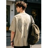 image:imageMens Y2K Acid Wash Gothic Graphic TShirts Skull Print Vintage Oversized Washed Tees Grunge ClothesBeige