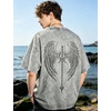image:imageMens Y2K Acid Wash Gothic Graphic TShirts Skull Print Vintage Oversized Washed Tees Grunge ClothesGrey