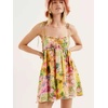 image:imageSummer Floral Boho Dresses for Women Spaghetti Straps Beach Dress Ruffle Sexy Mini DressYellow