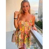 image:imageSummer Floral Boho Dresses for Women Spaghetti Straps Beach Dress Ruffle Sexy Mini DressYellow