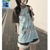 image:imageWomens Kawaii Cat Print TShirts Cartoon Letter Japan Style Kitten Short Sleeve Cute Print Tops Sweet Girl Y2k Tee TopsBlue