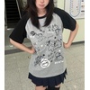 image:imageWomens Kawaii Cat Print TShirts Cartoon Letter Japan Style Kitten Short Sleeve Cute Print Tops Sweet Girl Y2k Tee TopsGrey