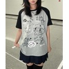 image:imageWomens Kawaii Cat Print TShirts Cartoon Letter Japan Style Kitten Short Sleeve Cute Print Tops Sweet Girl Y2k Tee TopsGrey