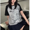 image:imageWomens Kawaii Cat Print TShirts Cartoon Letter Japan Style Kitten Short Sleeve Cute Print Tops Sweet Girl Y2k Tee TopsGrey