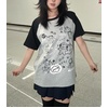 image:imageWomens Kawaii Cat Print TShirts Cartoon Letter Japan Style Kitten Short Sleeve Cute Print Tops Sweet Girl Y2k Tee TopsGrey