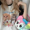 image:imageWomens Kawaii Cat Print TShirts Cartoon Letter Japan Style Kitten Short Sleeve Cute Print Tops Sweet Girl Y2k Tee TopsWhite