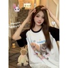 image:imageWomens Kawaii Cat Print TShirts Cartoon Letter Japan Style Kitten Short Sleeve Cute Print Tops Sweet Girl Y2k Tee TopsWhite