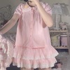 image:imageWomens Lolita Cake Skirts Lace Pink Cute Ruffle Spot Layered Skirt Japanese High Waist ALine SkirtPink