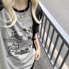 image:imageY2K Cartoon Graphic TShirt for Women Kawaii Cute Cat Tees Harajuku Casual Patchwork Trendy TShirtGrey