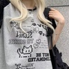 image:imageY2K Cartoon Graphic TShirt for Women Kawaii Cute Cat Tees Harajuku Casual Patchwork Trendy TShirtGrey