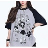 image:imageY2K Cartoon Graphic TShirt for Women Kawaii Cute Cat Tees Harajuku Casual Patchwork Trendy TShirtGrey1