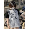 image:imageY2K Cartoon Graphic TShirt for Women Kawaii Cute Cat Tees Harajuku Casual Patchwork Trendy TShirtGrey2
