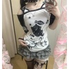 image:imageY2k Kawaii Shirts for Women Cartoon Graphic Tees Off Shoulder Cutecore Shirts Harajuku Fashion Gothic TopsBlack