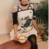 image:imageY2k Kawaii Shirts for Women Cartoon Graphic Tees Off Shoulder Cutecore Shirts Harajuku Fashion Gothic TopsBlack