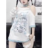 image:imageY2k Kawaii Shirts for Women Cartoon Graphic Tees Off Shoulder Cutecore Shirts Harajuku Fashion Gothic TopsBlue
