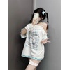 image:imageY2k Kawaii Shirts for Women Cartoon Graphic Tees Off Shoulder Cutecore Shirts Harajuku Fashion Gothic TopsBlue