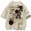 image:imageDynict Unisex Y2k TShirt Rose Letter Print Oversized Graphic Tees Short Sleeve Gothic TShirts Grunge ClothesBeige