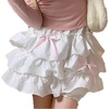image:imageDynict Womens Kawaii Lolita Skirt Ruffle Patchwork High Waist Cute Mini Skirt Y2K Harajuku Japanese Bow SkirtWhite