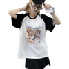 image:imageWomens Kawaii Cat Print TShirts Cartoon Letter Japan Style Kitten Short Sleeve Cute Print Tops Sweet Girl Y2k Tee TopsWhite