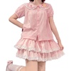 image:imageWomens Lolita Cake Skirts Lace Pink Cute Ruffle Spot Layered Skirt Japanese High Waist ALine SkirtPink