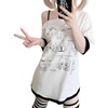 image:imageY2k Kawaii Shirts for Women Cartoon Graphic Tees Off Shoulder Cutecore Shirts Harajuku Fashion Gothic TopsWhite
