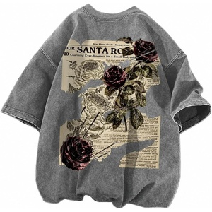 image:imageDynict Unisex Y2k TShirt Rose Letter Print Oversized Graphic Tees Short Sleeve Gothic TShirts Grunge ClothesGrey1