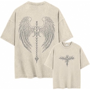 image:imageMens Y2K Acid Wash Gothic Graphic TShirts Skull Print Vintage Oversized Washed Tees Grunge ClothesBeige