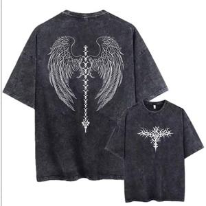 image:imageMens Y2K Acid Wash Gothic Graphic TShirts Skull Print Vintage Oversized Washed Tees Grunge ClothesBlack