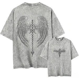 image:imageMens Y2K Acid Wash Gothic Graphic TShirts Skull Print Vintage Oversized Washed Tees Grunge ClothesGrey
