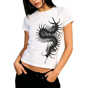 image:imageSipder Print T Shirts for Women Short Sleeve Shirts Summer Tops Casual for Women 2024White