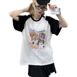 image:imageWomens Kawaii Cat Print TShirts Cartoon Letter Japan Style Kitten Short Sleeve Cute Print Tops Sweet Girl Y2k Tee TopsWhite