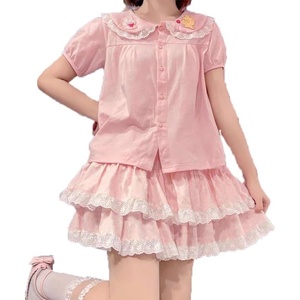 image:imageWomens Lolita Cake Skirts Lace Pink Cute Ruffle Spot Layered Skirt Japanese High Waist ALine SkirtPink