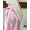 image:imageDynict Y2K Bow Tie Jeans for Women Baggy Casual Wide Leg Pants Kawaii Straight High Waist Drawstring Pink TrousersPink