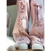 image:imageDynict Y2K Bow Tie Jeans for Women Baggy Casual Wide Leg Pants Kawaii Straight High Waist Drawstring Pink TrousersPink