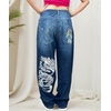 image:imageUnisex Y2K Hip Hop Street Jeans Skeleton Printed Gothic Baggy Jeans Vintage High Waist Denim Jeans Wide Leg PantsDragon